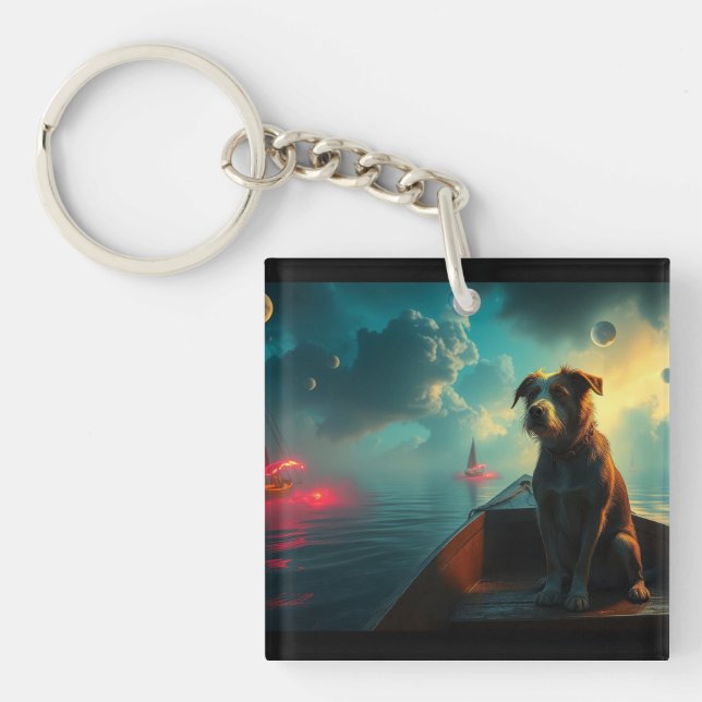 Dog on boat keychain (Front)