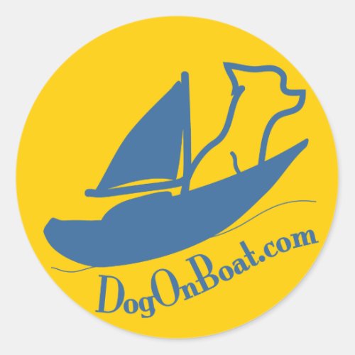 Dog On Boat Logo Classic Round Sticker