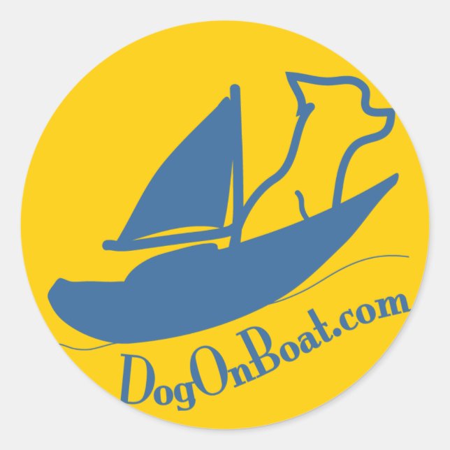 Dog On Boat Logo Classic Round Sticker (Front)