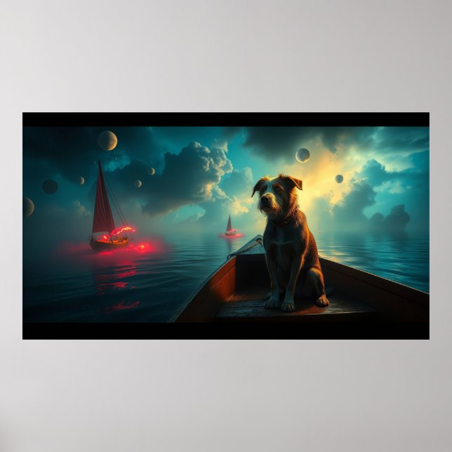 Dog on boat poster (Front)