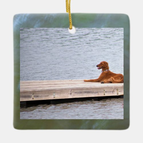 Dog on Dock Photo Ornament