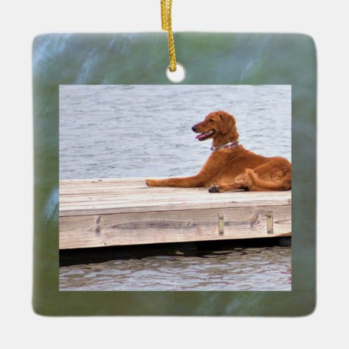 Dog on Dock Photo Ornament