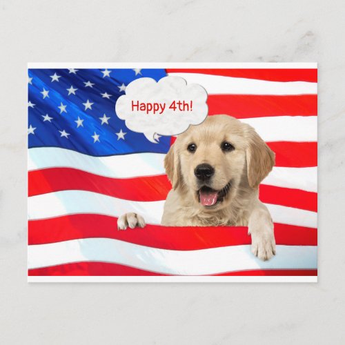 dog on flag for business thank you postcard