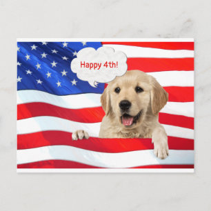 dog on flag for business thank you postcard