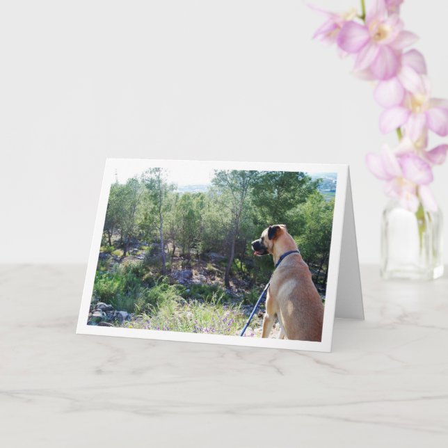 Dog on Hill Portrait Card (Orchid)