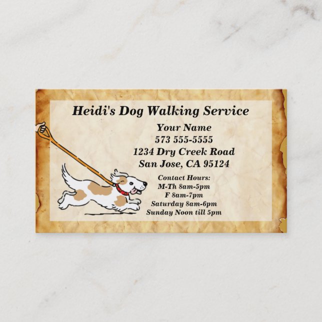 Dog on Leash Dog Walking Service Business Card (Front)