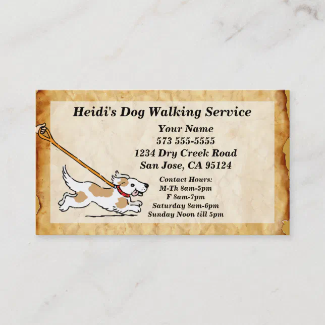 Dog on Leash Dog Walking Service Business Card Zazzle