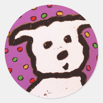 Dog On Pink Stickers by ronaldyork at Zazzle
