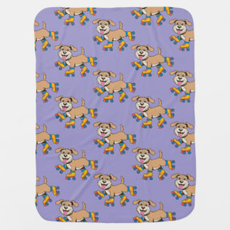 Dog On Roller Skates Hang On I See A Dog Baby Blanket