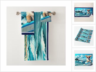 Dog on Surfboard Wearing Sunglasses AI Art