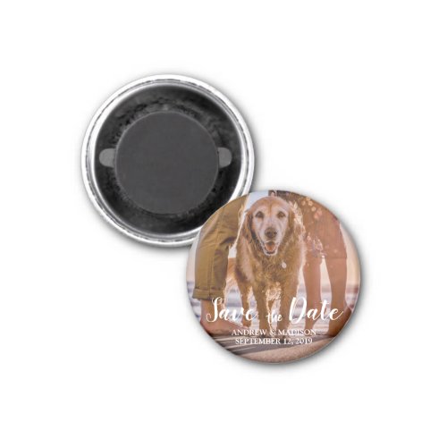Dog on Tropical Beach with Couple Save the Date Magnet