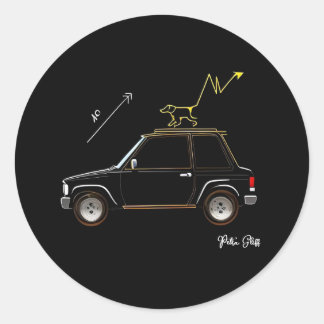 Dog on Wall Street Round Large Stickers