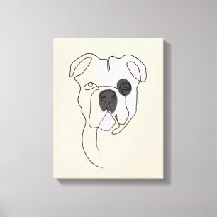Dog One Line Drawing with Color Canvas Print