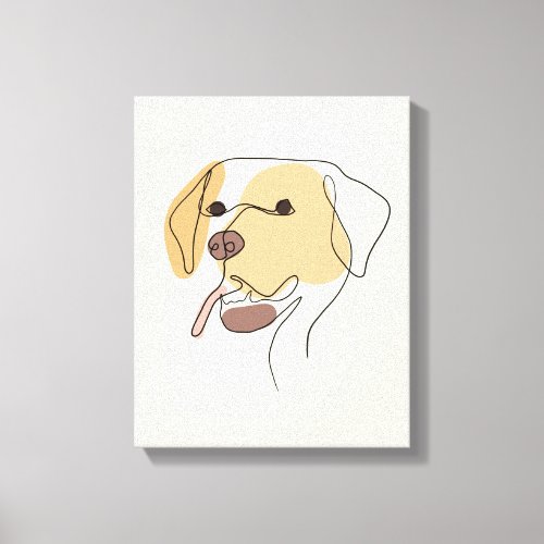 Dog One Line Drawing with Color Canvas Print