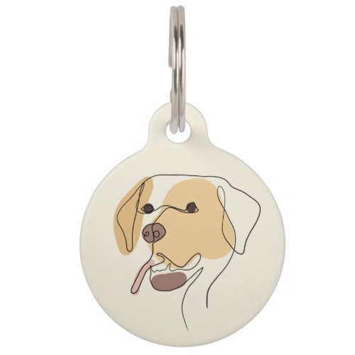 Dog One Line Drawing with Color Pet ID Tag