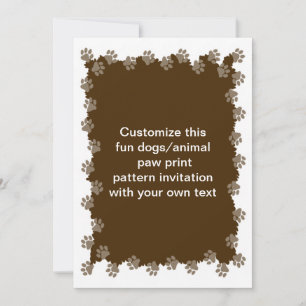 Dog or cat animal paw print edged invitation