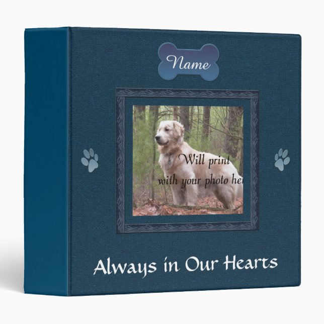 Dog or Cat Blue Memorial Photo Binder (Front/Spine)