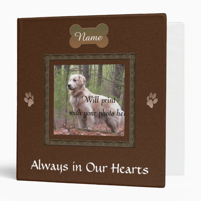 Dog or Cat Brown Memorial Photo 3 Ring Binder (Front/Inside)