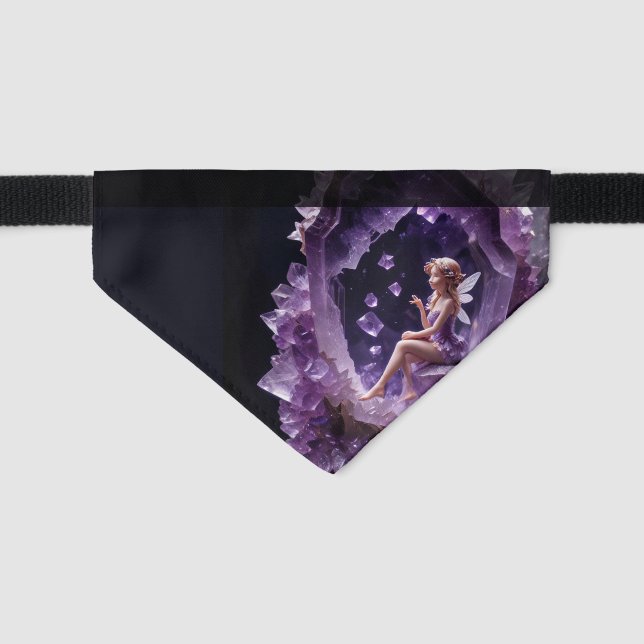 Dog or Cat Crystals Amethyst Fairies Pet Bandana Collar (Front)