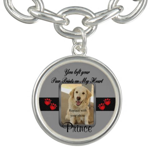 Dog or Cat Custom Paw Prints on My Heart Bracelet