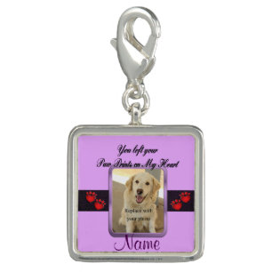 Dog or Cat Custom Paw Prints on My Heart Charm