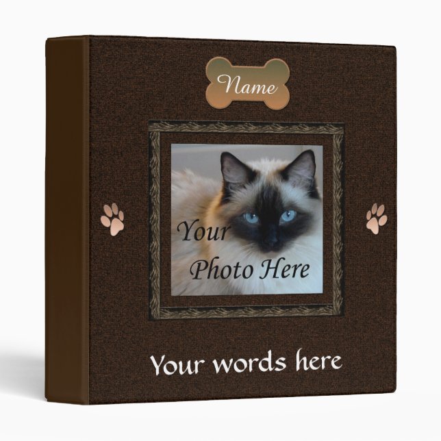Dog or Cat Dark Brown Memorial Photo Binder (Front/Spine)