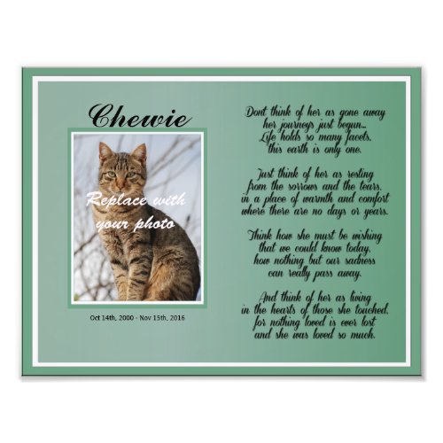 Dog or Cat Female Pet Memorial with Poem Photo Print