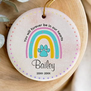 Dog or cat memorial cute pink blue rainbow  ceramic ornament
