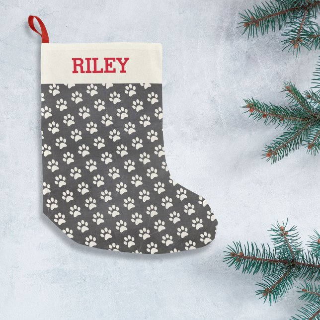 Dog or Cat Name Paw Print Personalized Chalkboard Small Christmas Stocking (Creator Uploaded)