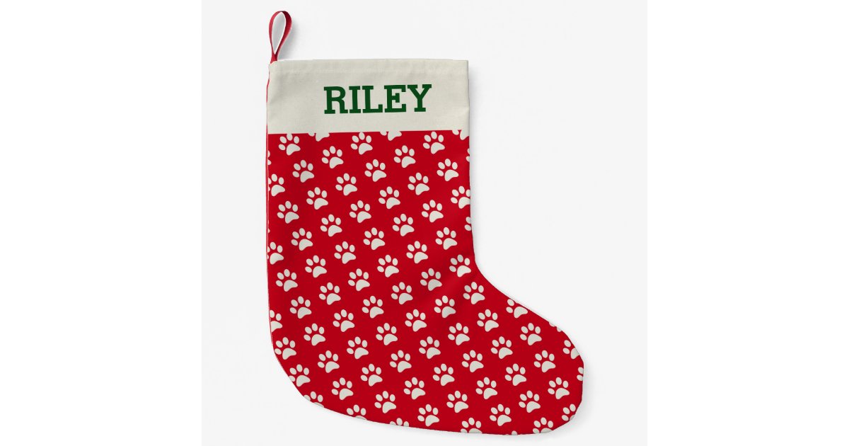 dog or cat name red paw print personalized xmas small christmas stocking zazzlecom - Small Christmas Stockings dog or cat name red paw print personalized xmas small christmas stocking zazzlecom - Small Christmas Stockings