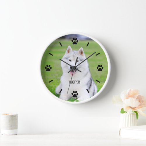 Dog or Cat Paw Custom Pet Photo Wall Clock