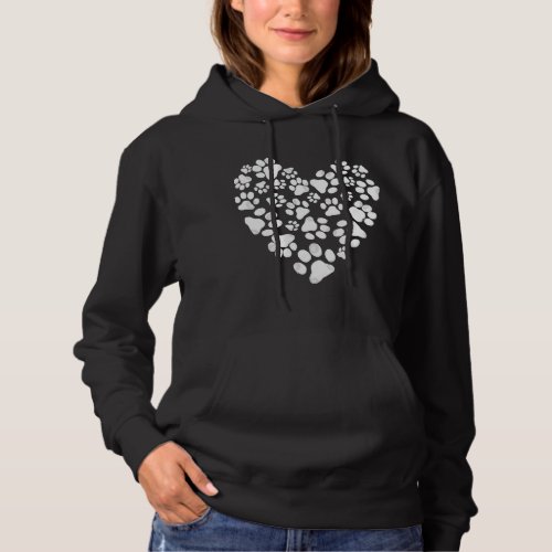 Dog or Cat Paw Prints Heart  Pet Lovers Valentine  Hoodie
