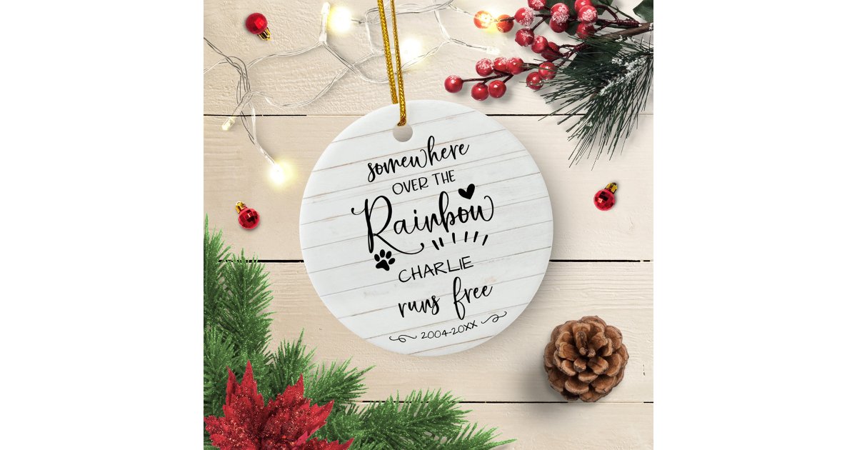 Dog or Cat Pet Memorial Adorable Rustic Photo Ceramic Ornament | Zazzle
