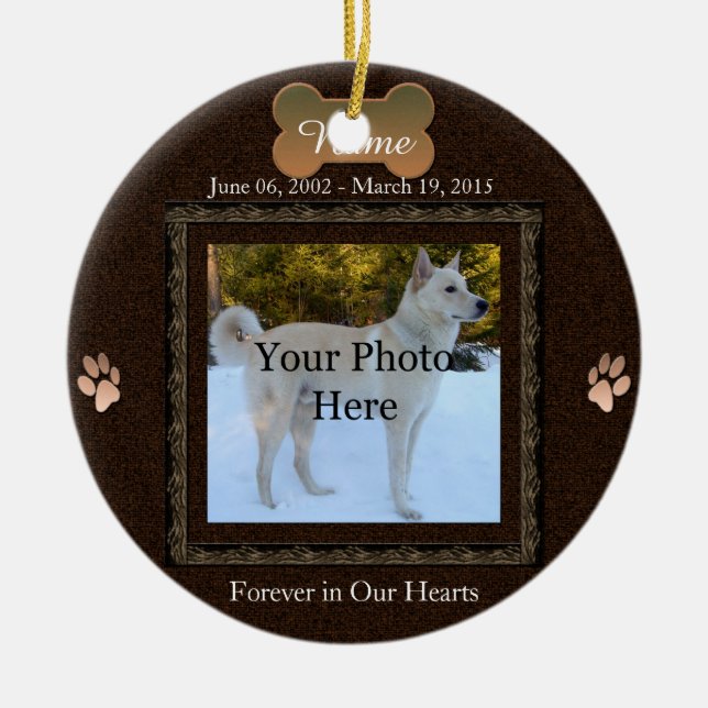 Dog or Cat Pet Memorial Christmas Ceramic Ornament (Front)