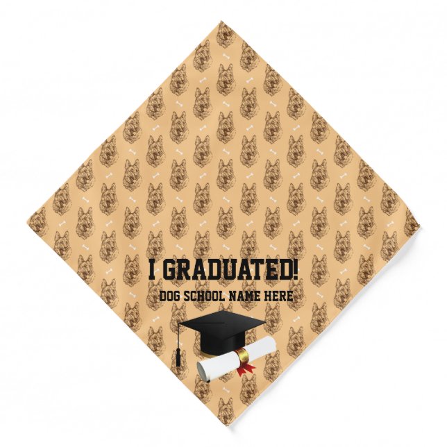 Dog or Owner Graduation (Change Text)  GSD Bandana (Front)