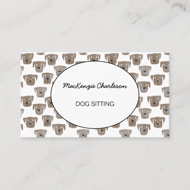 Dog or Pet Sitting Watercolor Business Card (Front)