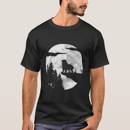 Dog Owner Full Moon At Night Pet Bernese Mountain  T_Shirt
