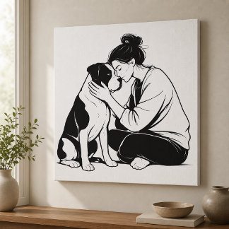 Dog & Owner Love Faux Canvas Print