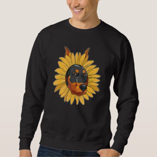 Dog Owner Pet Animal Dog  Hippie Sunflower Doberma Sweatshirt