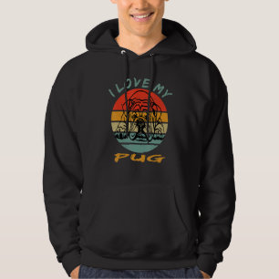 Dog Owner Retro I Love My Pug Graphic Pug Print An Hoodie