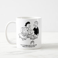 Dog Owner with Dog at Computer Coffee Mug