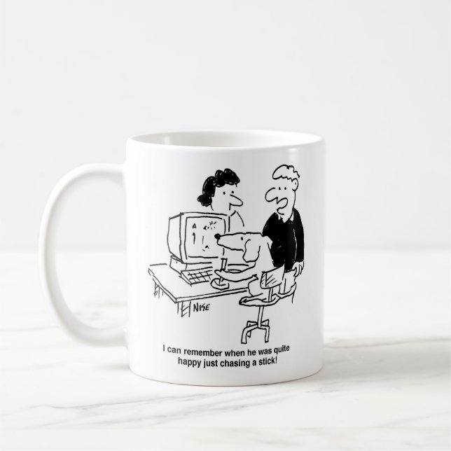 Dog Owner with Dog at Computer Coffee Mug (Left)