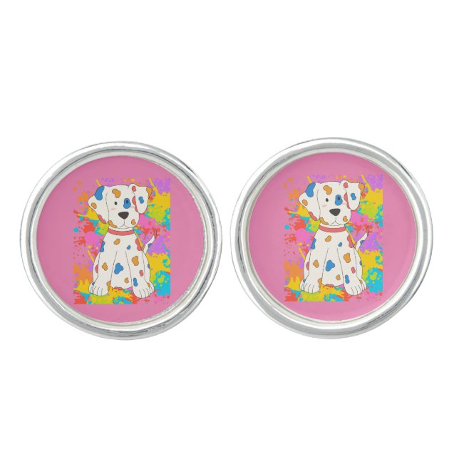 dog paint cufflinks (Front)