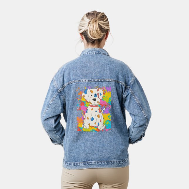 dog paint denim jacket (Model)