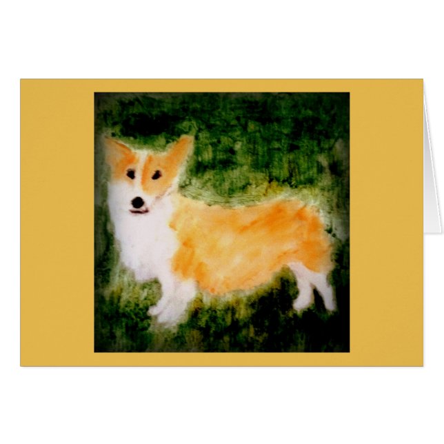 Dog Painting Cute Corgi Cards (Front Horizontal)