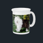 Dog Painting Old English Sheepdog Beverage Pitcher<br><div class="desc">For dog lovers featuring an Old English Sheepdog in the garden,  from my original glass painting. Matching items available to make a tea set and lovely gift. ©Annabel Potter</div>