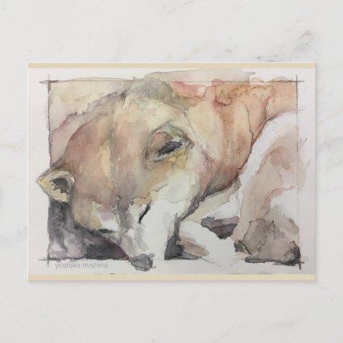 dog painting post card