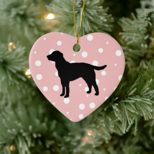 Dog Painting Silhouette Christmas Art Ceramic Cera Ornament