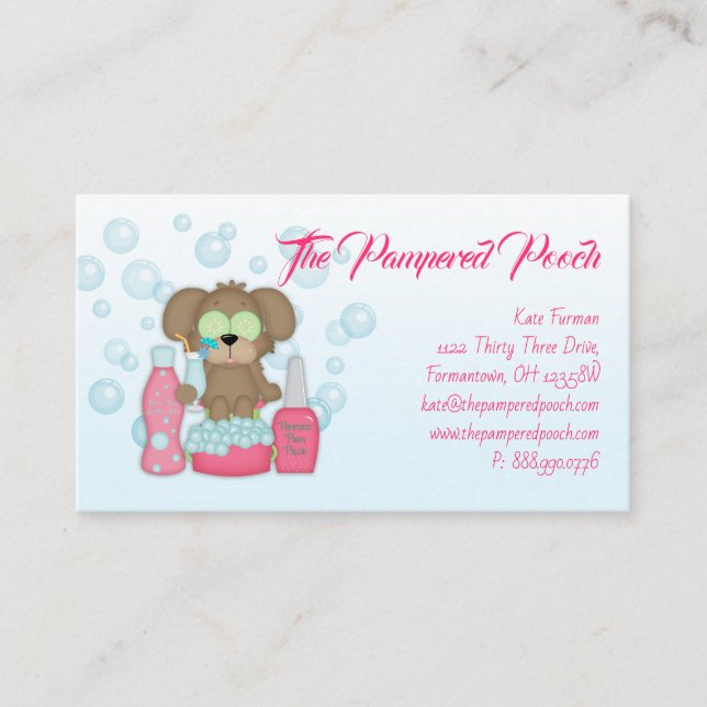 Dog Pampered Grooming Wash Business Card (Front)