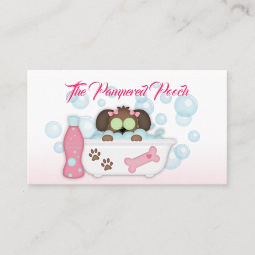 Dog Pampered Pooch Groomer Wash Business Card